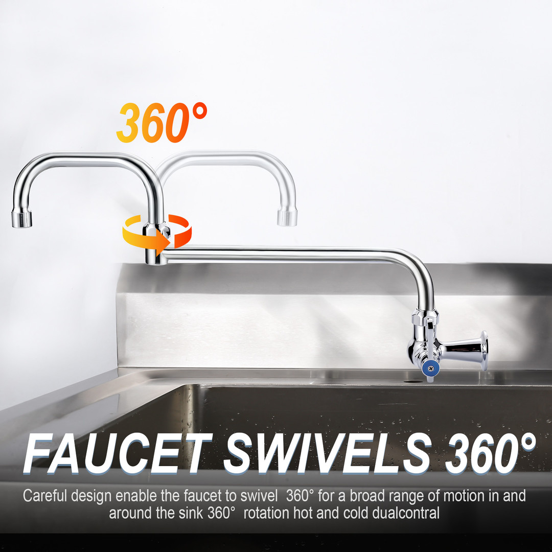 Single-Handle Wall Mounted Folding Commercial Standard Kitchen Faucet with 20.6 in. Swivel Jointed Spout in Polished Chrome - Image 5