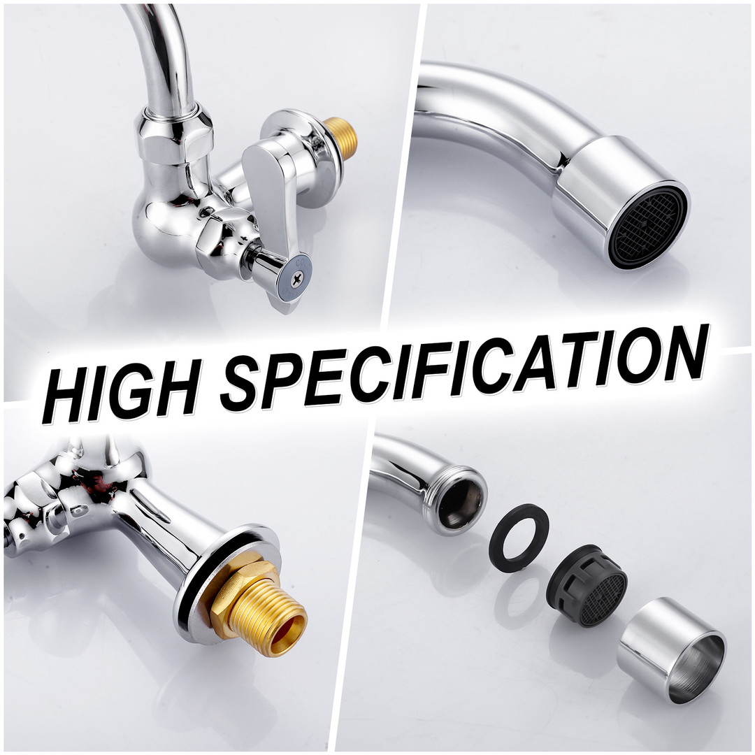 Single-Handle Wall Mounted Folding Commercial Standard Kitchen Faucet with 20.6 in. Swivel Jointed Spout in Polished Chrome - Image 6