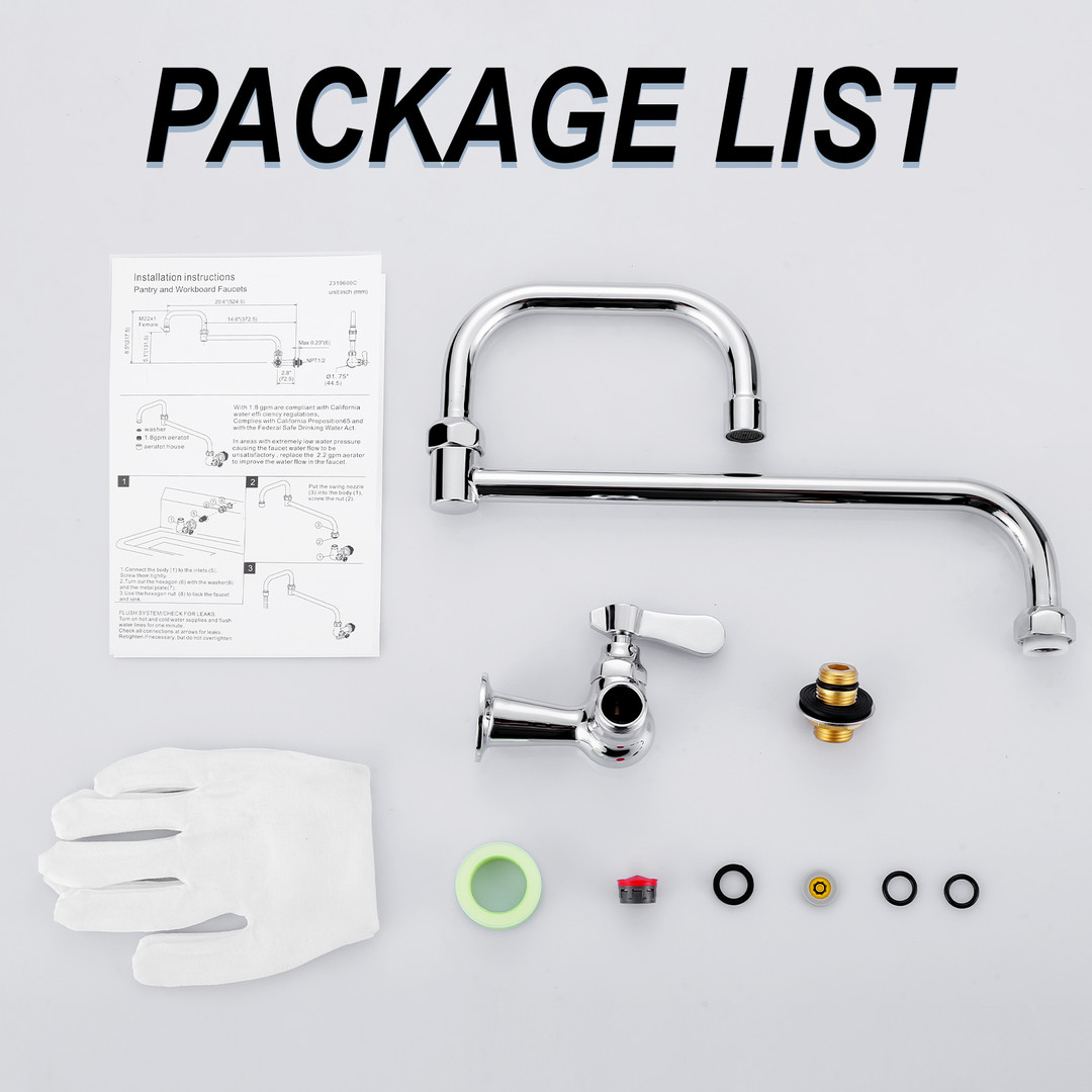 Single-Handle Wall Mounted Folding Commercial Standard Kitchen Faucet with 20.6 in. Swivel Jointed Spout in Polished Chrome - Image 7
