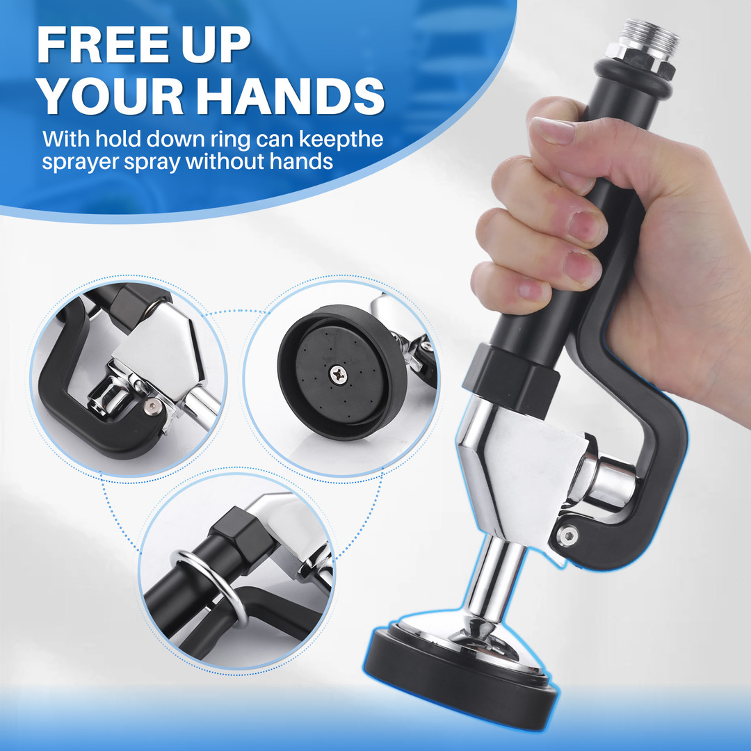 1.42 GPM Pre Rinse Sprayer Commercial Sink Sprayer Replacement for Kitchen Sink Faucet in Black - Image 3