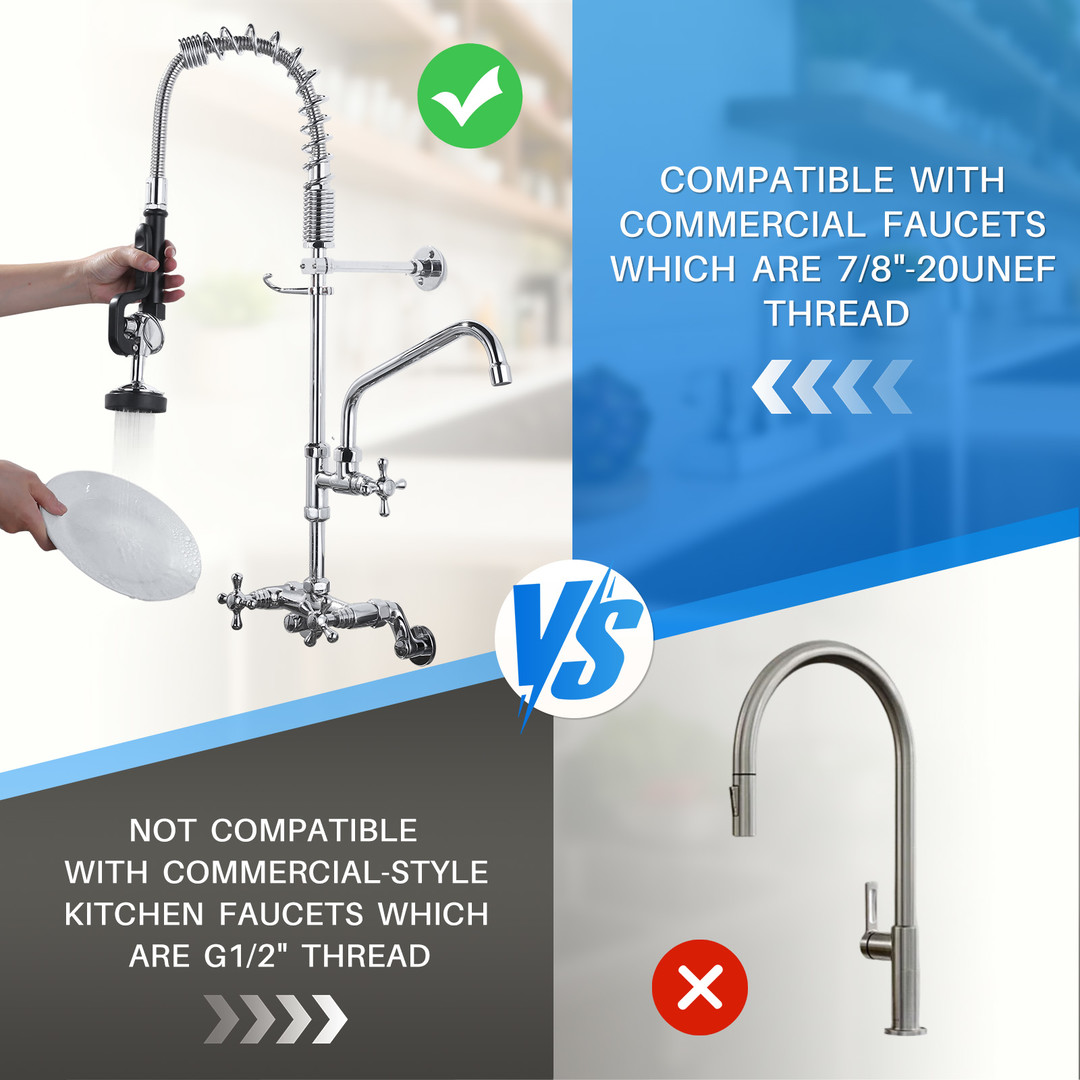 1.42 GPM Pre Rinse Sprayer Commercial Sink Sprayer Replacement for Kitchen Sink Faucet in Black - Image 4