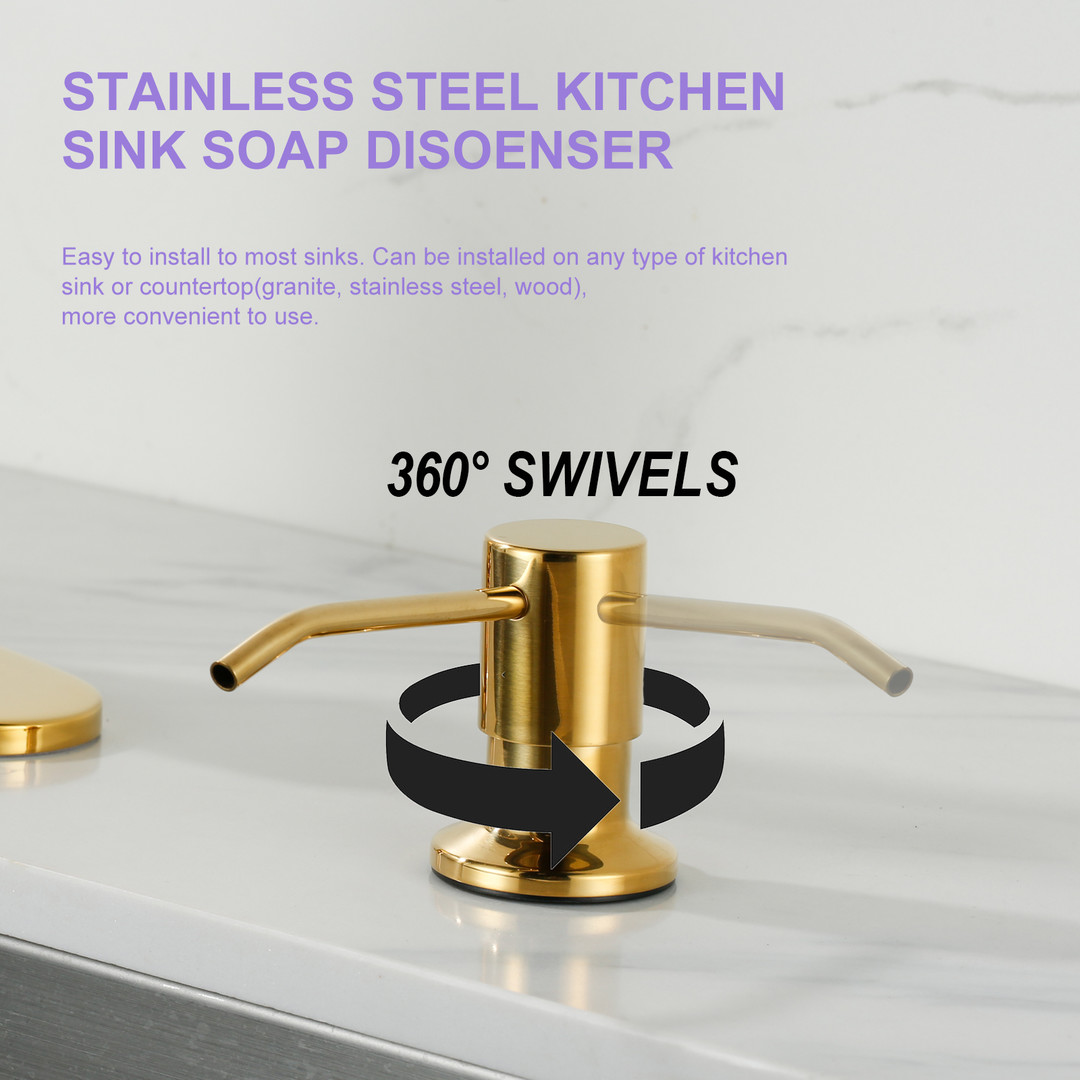 Soap Dispenser with Straight Nozzle Stainless Steel in Brushed Gold - Image 5