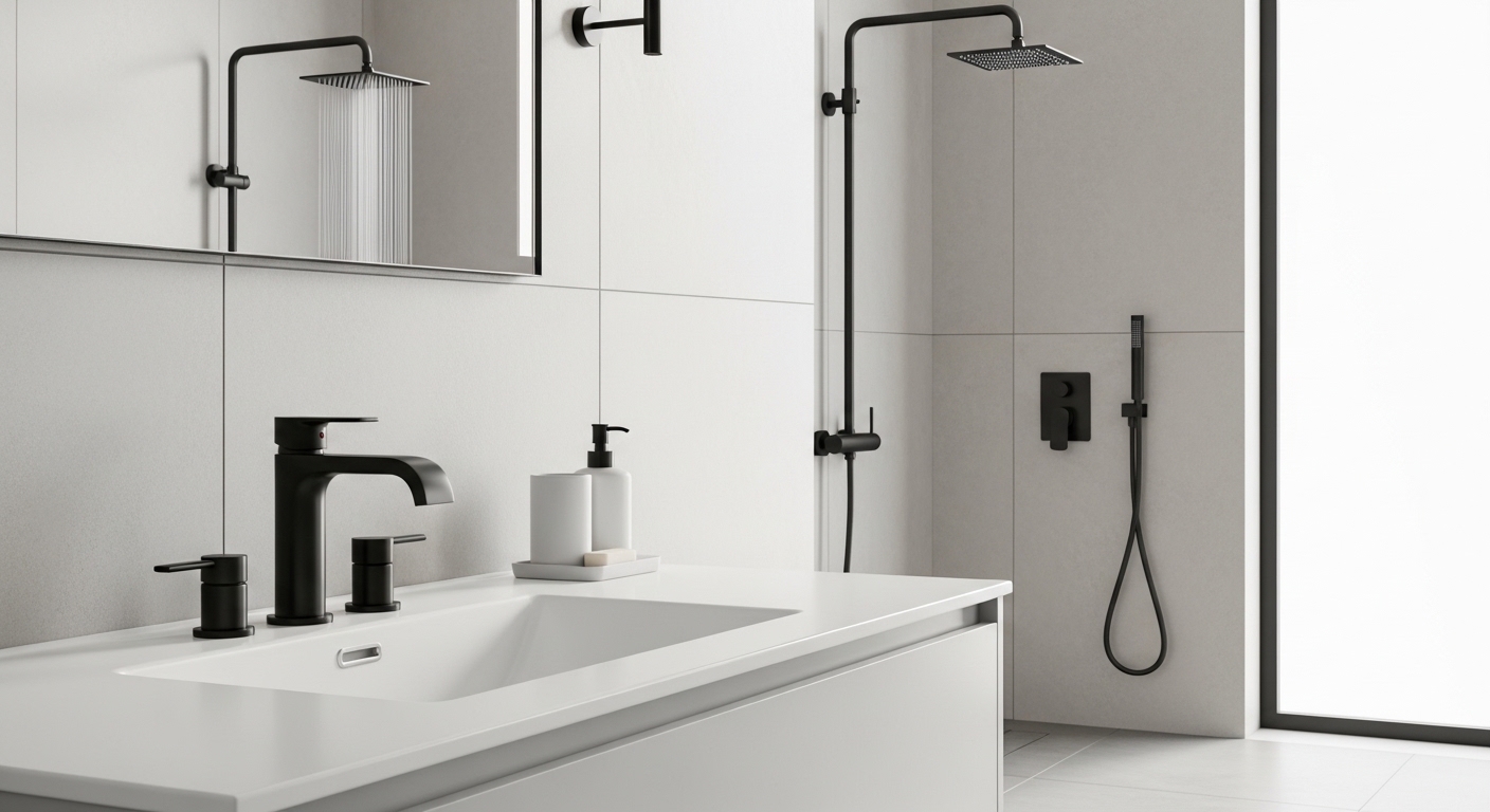 matte black bathroom faucet and shower